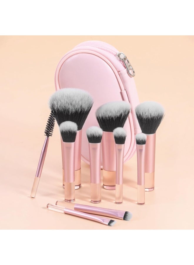10 Pcs Mini Makeup Brushes Set with Portable Pouch, Travel Size Makeup Brush Kit for Foundation - Image 2